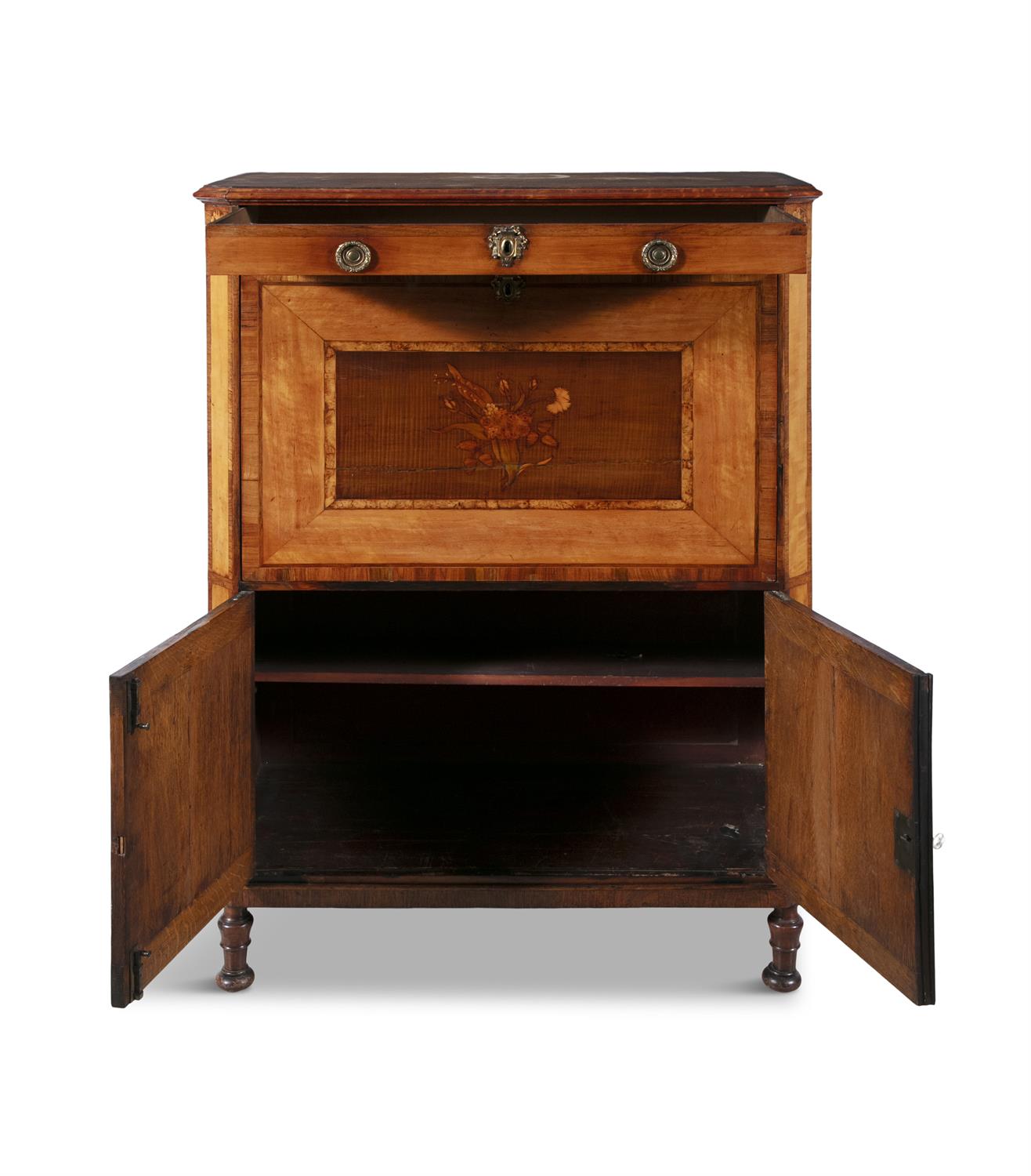 A DUTCH INLAID SATINWOOD SECRETAIRE À ABATTANT, 18TH CENTURY with fitted single frieze drawer, - Image 4 of 6