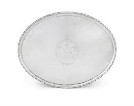 A GEORGE III SILVER TRAY London c.1785, mark of Edward Jay, of oval form, with beaded rim,
