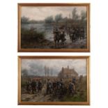 THOMAS ROSE MILES (1844-1916) The Advance Guard and Crossing the Ford A pair, oil on board,