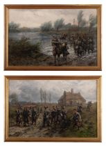 THOMAS ROSE MILES (1844-1916) The Advance Guard and Crossing the Ford A pair, oil on board,