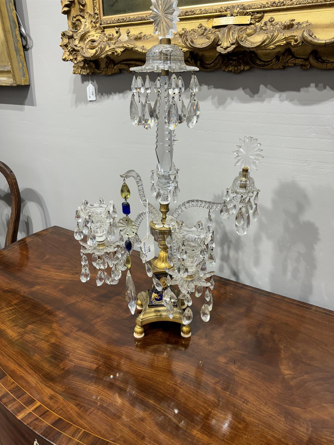 A PAIR OF GEORGE III ORMOLU CUT,GILDED AND BLUE GLASS TWO-LIGHT CANDELABRA, LATE 18TH CENTURY, - Image 14 of 14