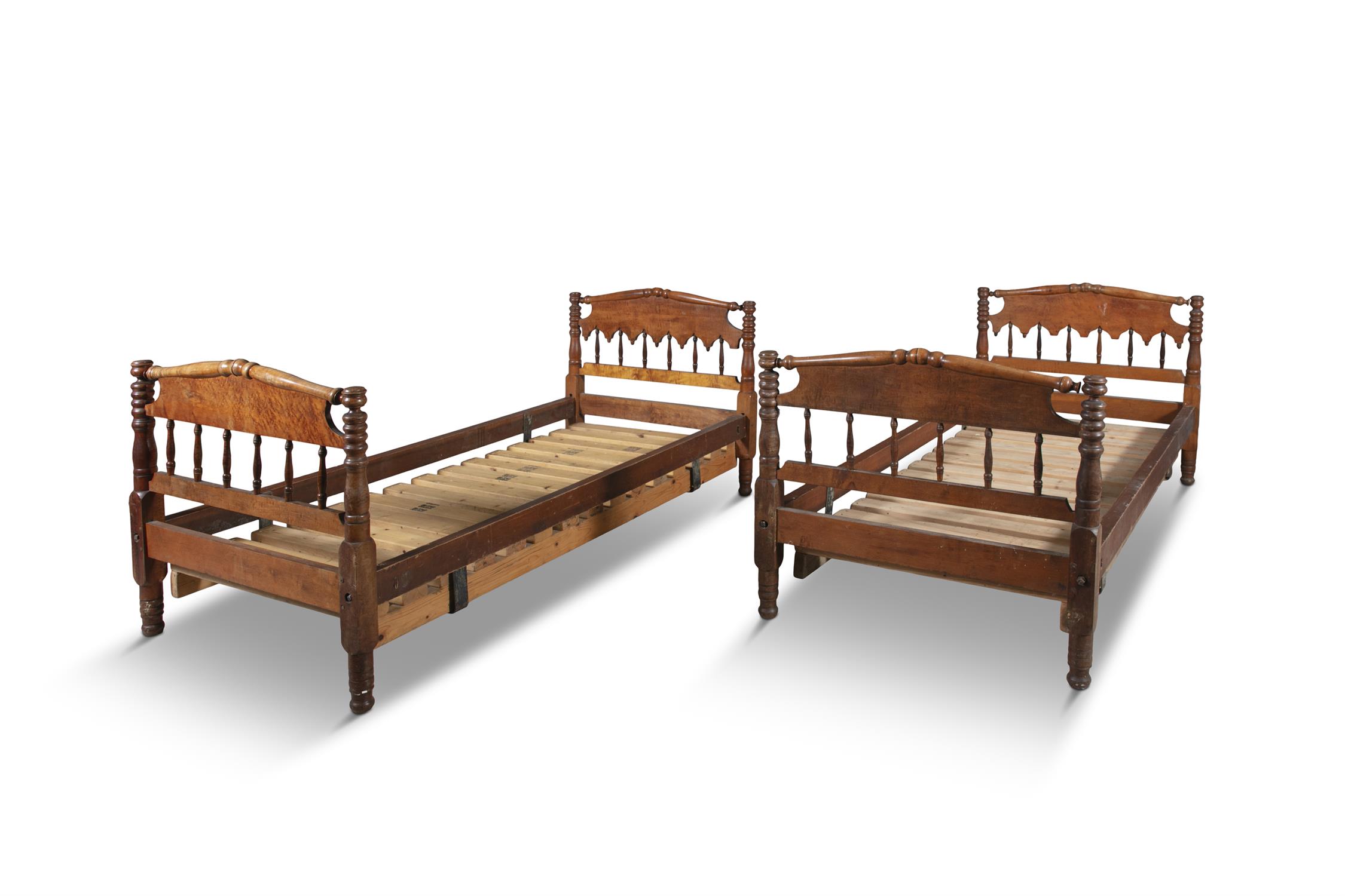 A PAIR OF MAPLE SINGLE BEDS, PHILADELPHIA, 19TH CENTURY 92cm high, 99cm wide, 210cm long