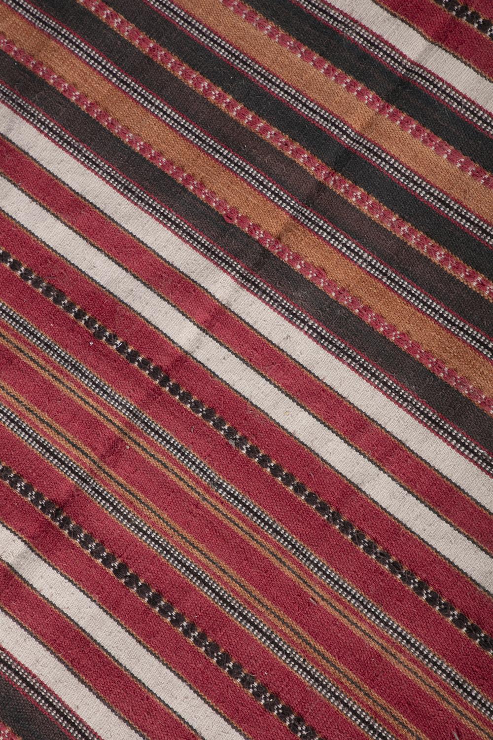 AN OLD KONYA KILIM, S.W. TURKEY, CA 1960, 250 x 150cm woven with horizontal stripes in red, - Image 3 of 4