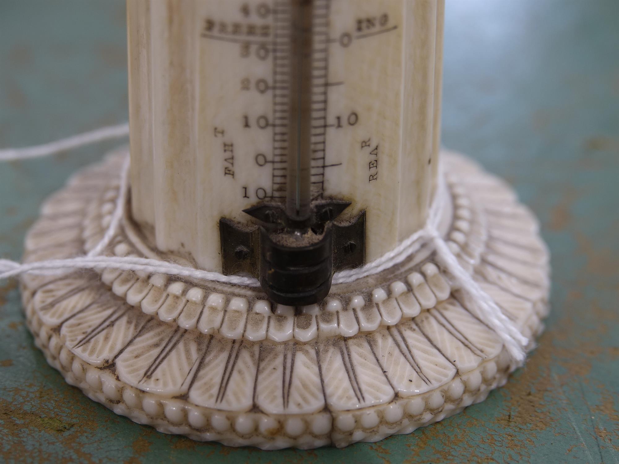 *AN IVORY PEDESTAL DESK THERMOMETER & COMPASS, BY HARRIS & CO, HOLBORN, LONDON in form of fluted - Image 11 of 11