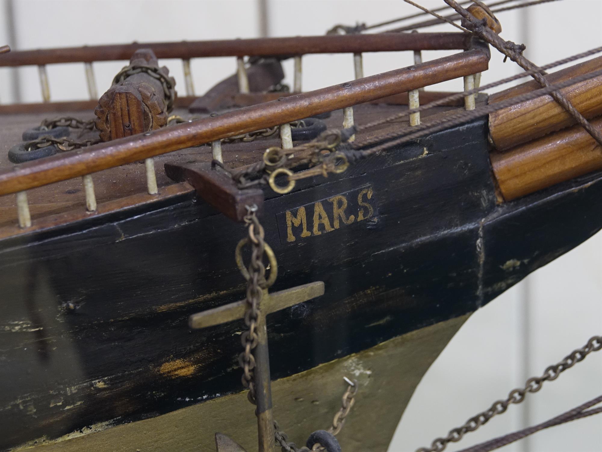 A LARGE FULL HULL THREE-MAST SHIP MODEL, LATE 19TH CENTURY contained within a glazed case, - Image 18 of 24