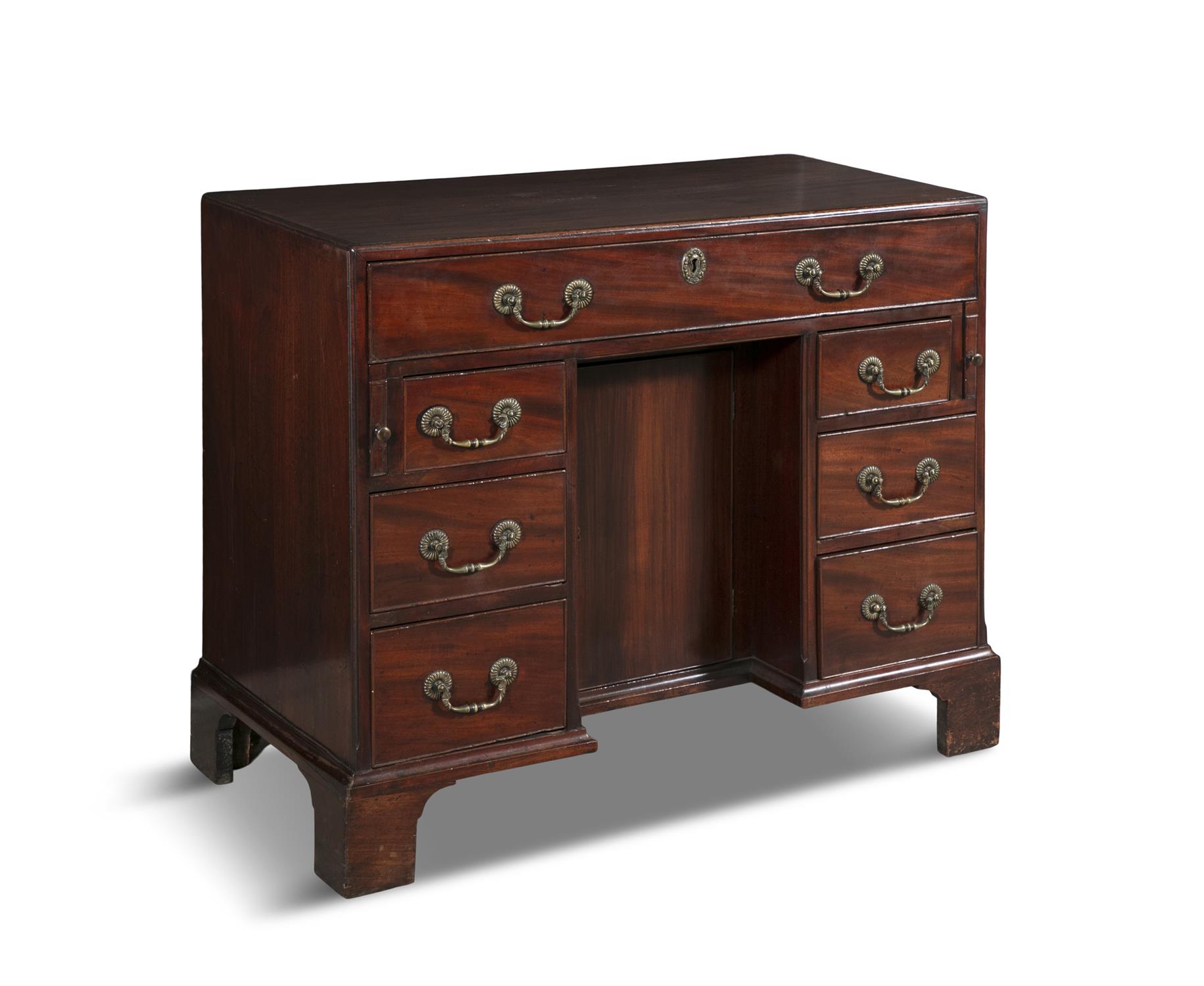 A GEORGE III MAHOGANY KNEEHOLE DESK, of rectangular shape, fitted with long drawer above a - Image 2 of 20