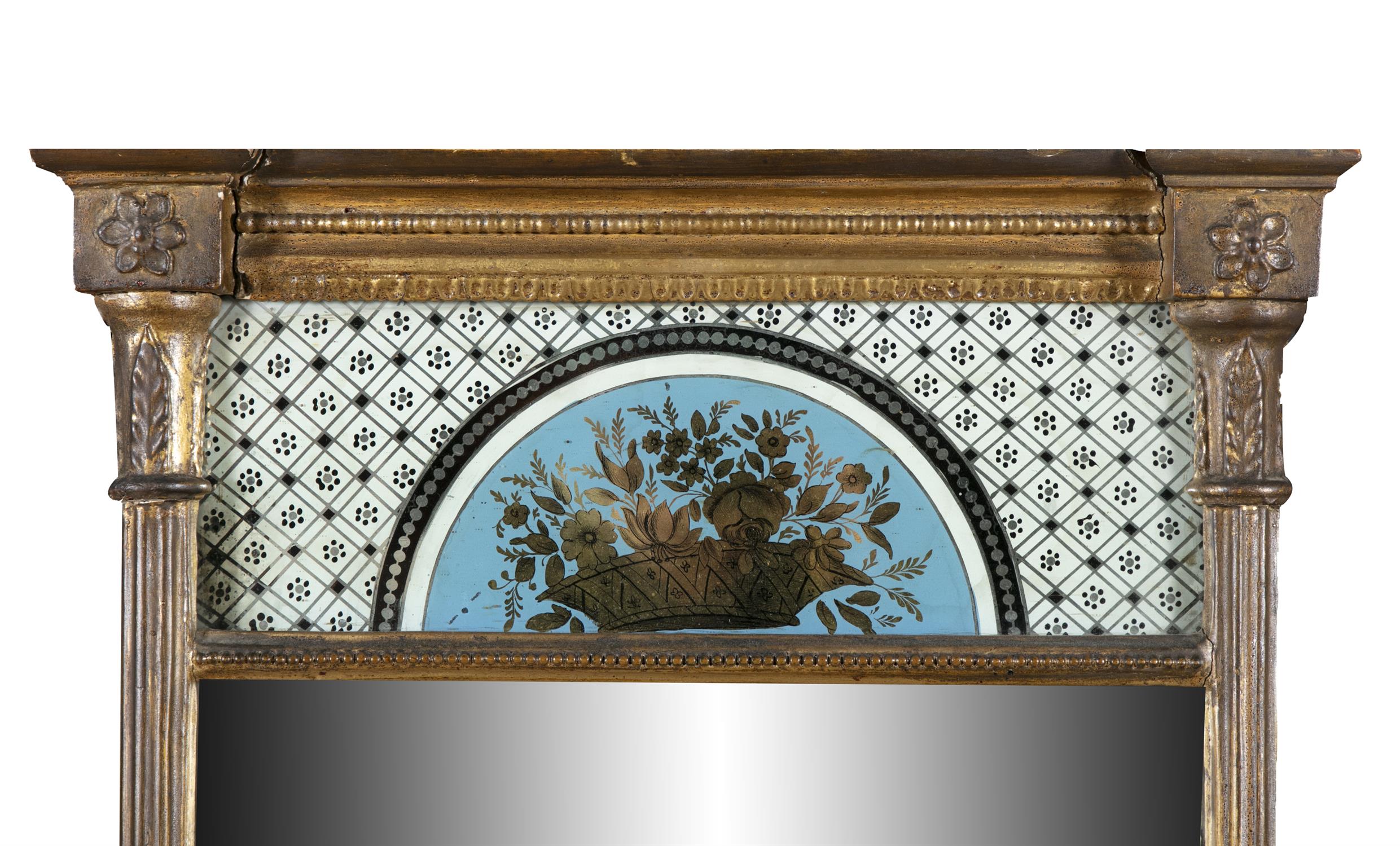 A REGENCY GILTWOOD AND GESSO SMALL PIER GLASS, EARLY 19TH CENTURY, the moulded frieze above a - Image 2 of 3