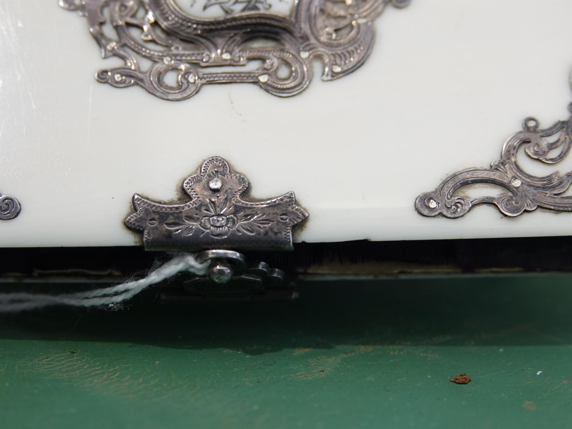 *AN IVORY CARD CASE, with applied metal scrollwork mounts, with crest reserve to centre, - Image 11 of 11