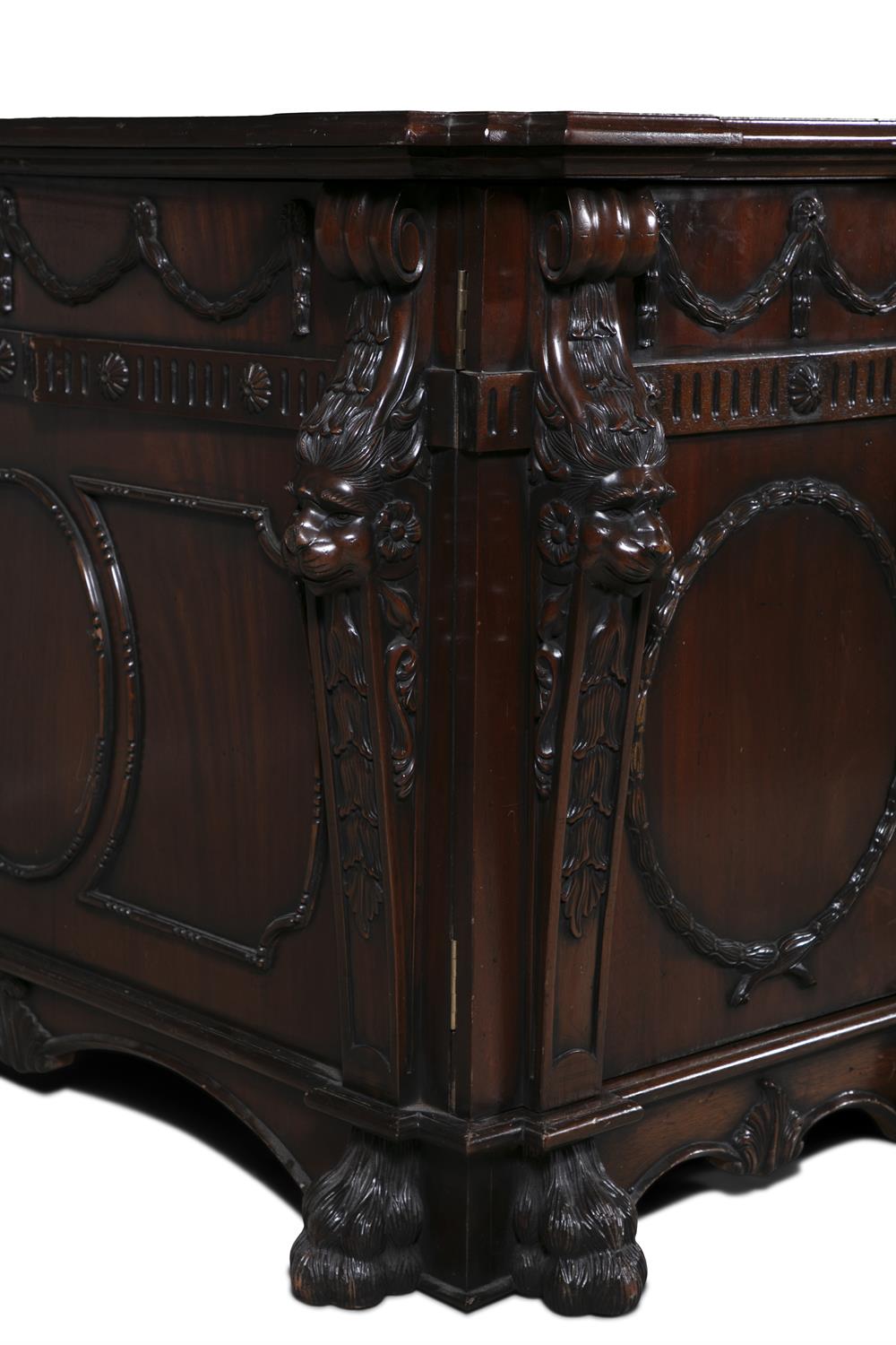 A MAHOGANY TWIN PEDESTAL PARTNER'S DESK, following a design of Thomas Chippendale of 1740, - Image 5 of 29