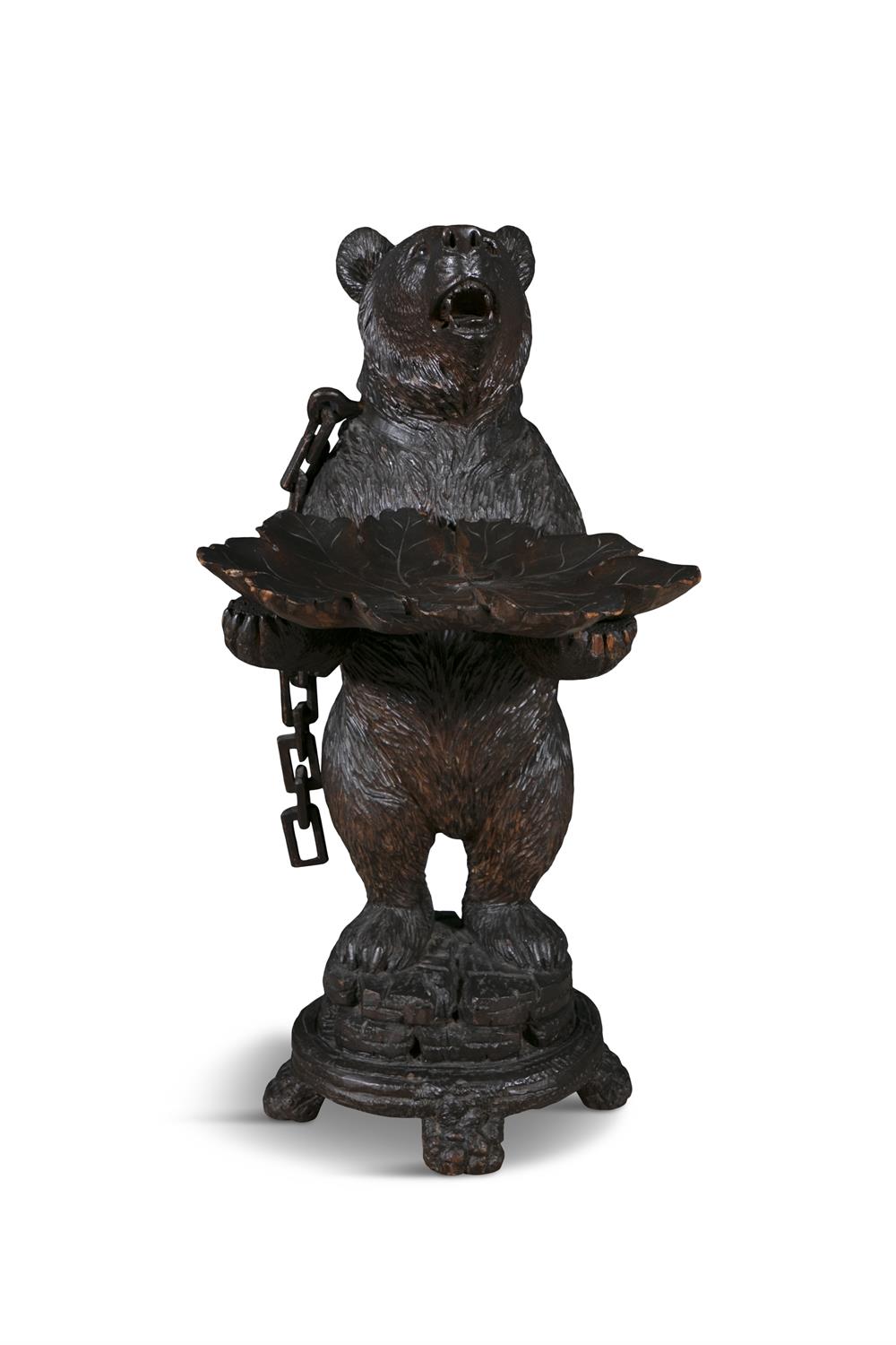 A SWISS 'BLACK FOREST' LINDEN WOOD BEAR, 19TH CENTURY modelled standing upright with - Image 7 of 12