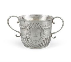 A QUEEN ANNE SILVER TWO-HANDLED PORRINGER, London 1703, mark possibly that of John Cowsey,