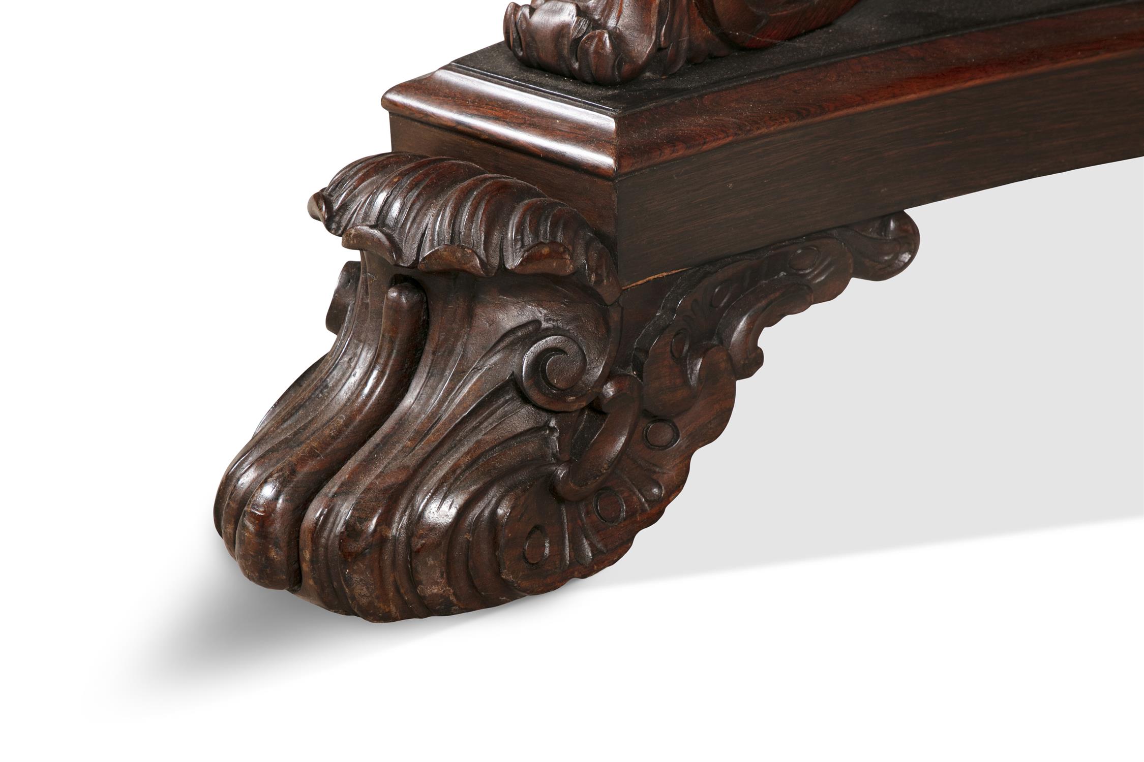 A VICTORIAN ROSEWOOD OCTAGONAL BREAKFAST TABLE, with stepped moulded rim, on carved scroll - Image 3 of 14