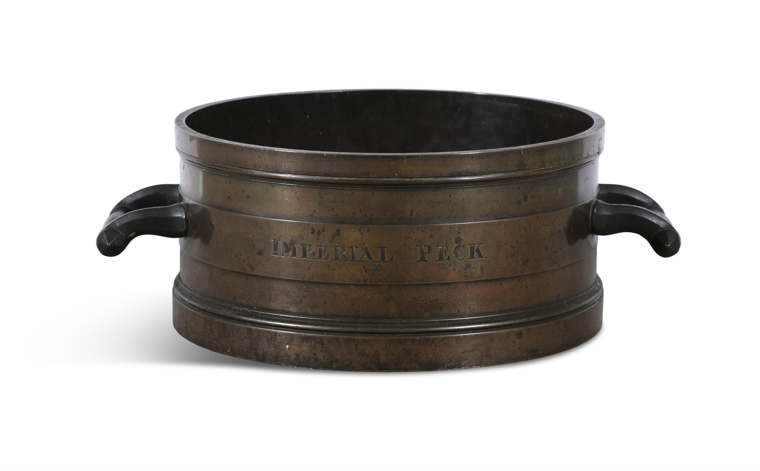 A BRONZE IMPERIAL PECK MEASURE - 'COUNTY OF GALWAY' C.1830 of cylindrical form with twin side - Image 2 of 4