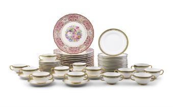 A SET OF TWELVE ROSENTHALE IVORY BAVARIA GILT AND FLORAL PATTERN DINNER PLATES, made for J.E.