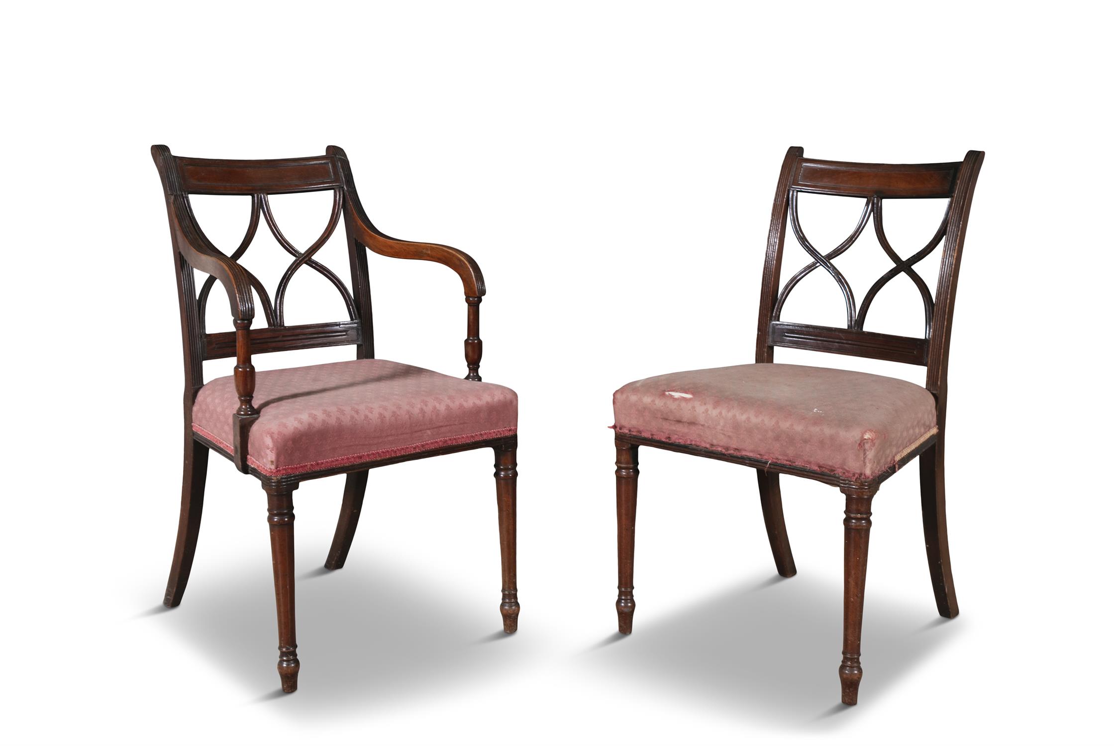 A SET OF EIGHT FEDERAL MAHOGANY DINING CHAIRS, PHILADELPHIA, EARLY 19TH CENTURY comprising two - Image 3 of 7