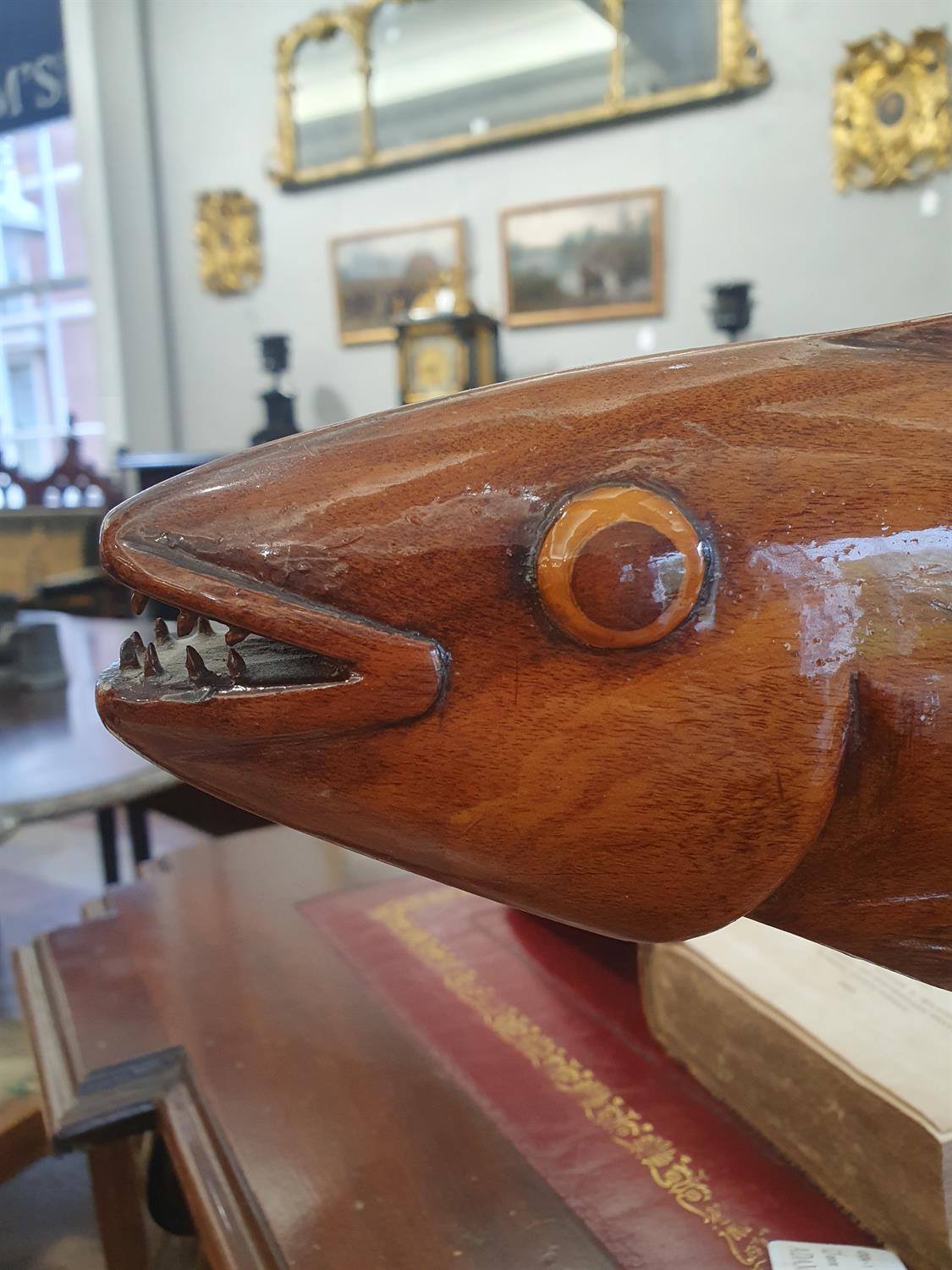 FRED CHRISTIAN Sculpture of a flying fish Wood, on turned column support and square base, - Image 10 of 18