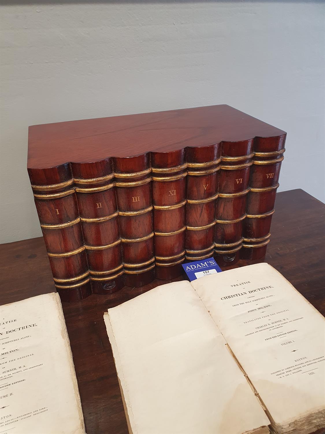 AN UNUSUAL PAIR OF NOVELTY LIBRARY STORAGE BOXES, EARLY 19TH CENTURY in mahogany and parcel gilt, - Image 9 of 15