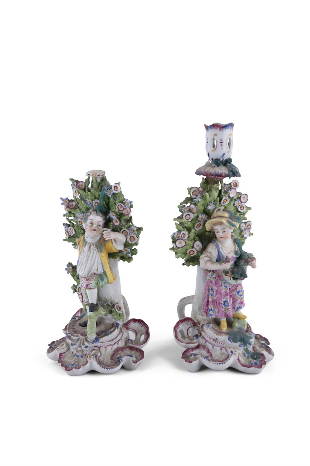 A PAIR OF DERBY FIGURAL CHAMBER CANDLESTICKS, LATE 18TH CENTURY, modelled as a young boy and - Image 4 of 5