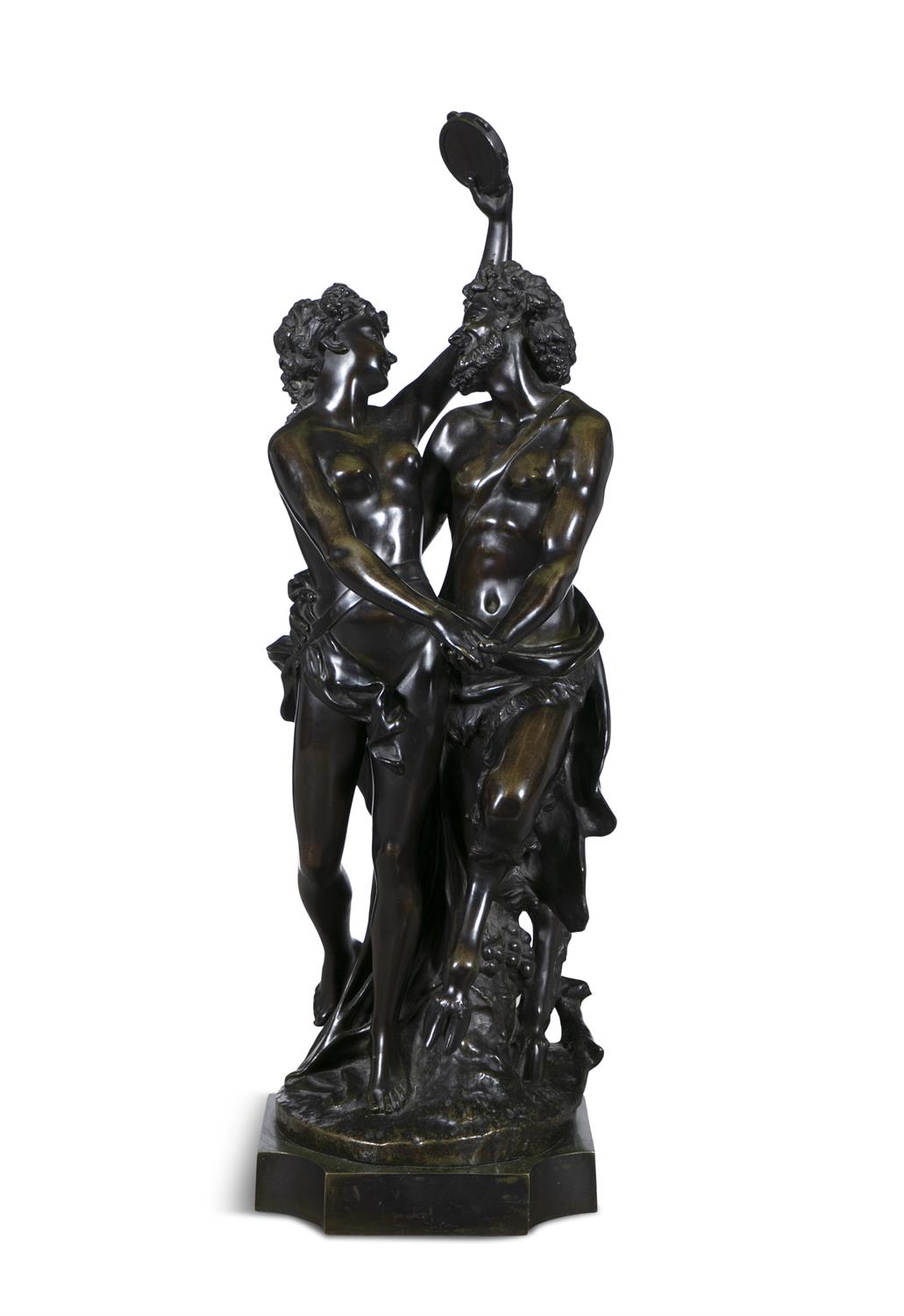 AFTER CLAUDION, 19TH CENTURY Maenads and a Young Satyr, possibly Pan Bronze, 86cm height