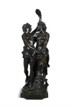 AFTER CLAUDION, 19TH CENTURY Maenads and a Young Satyr, possibly Pan Bronze, 86cm height