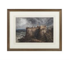 WILLIAM NICHOLL (1794-1840) Dunluce Castle, Co.Antrim Watercolour, 33.5 x 51 cm Signed 'W