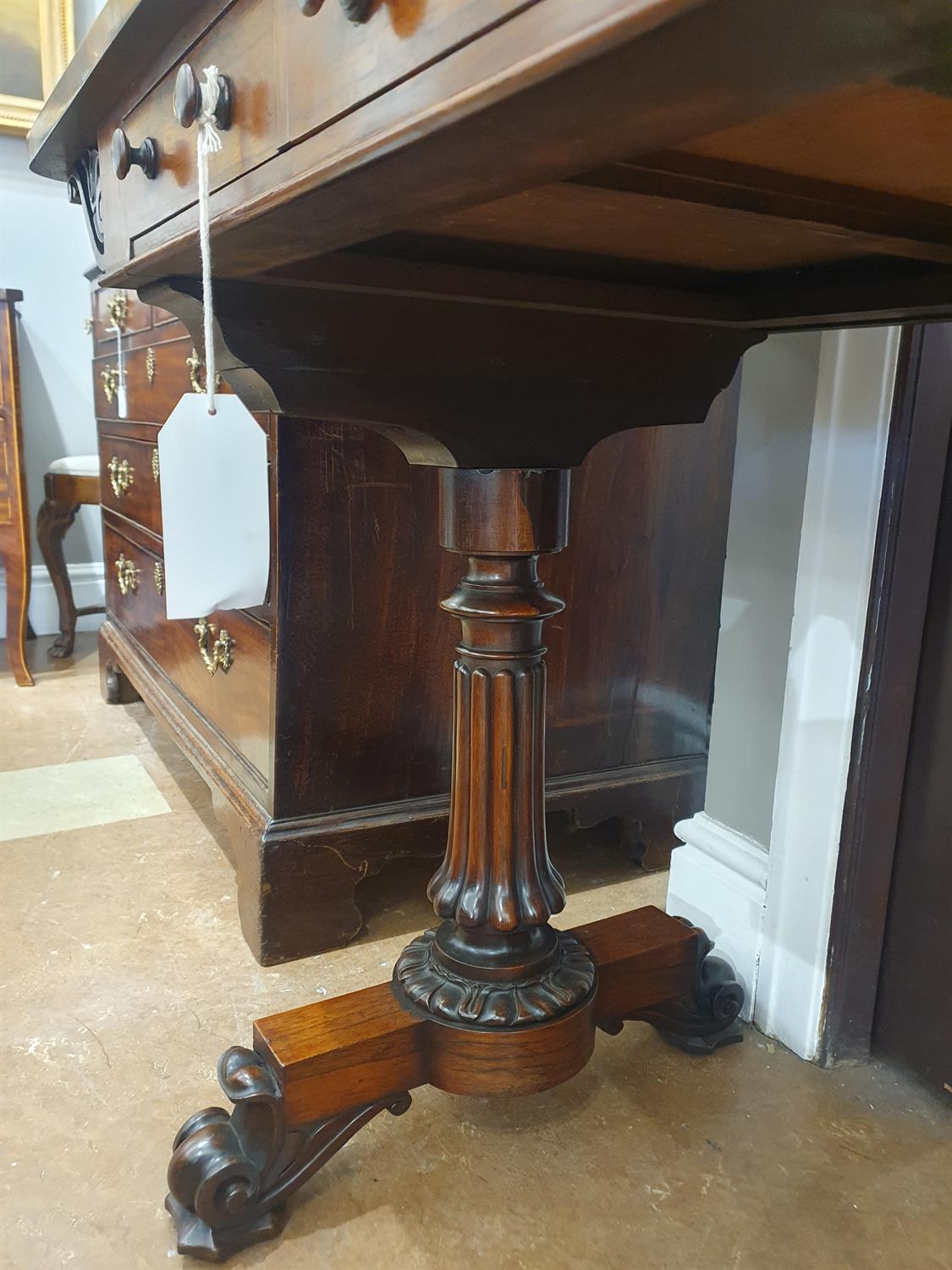 A WILLIAM IV ROSEWOOD WRITING TABLE, the rectangular crossbanded top inset with brown tooled - Image 21 of 22