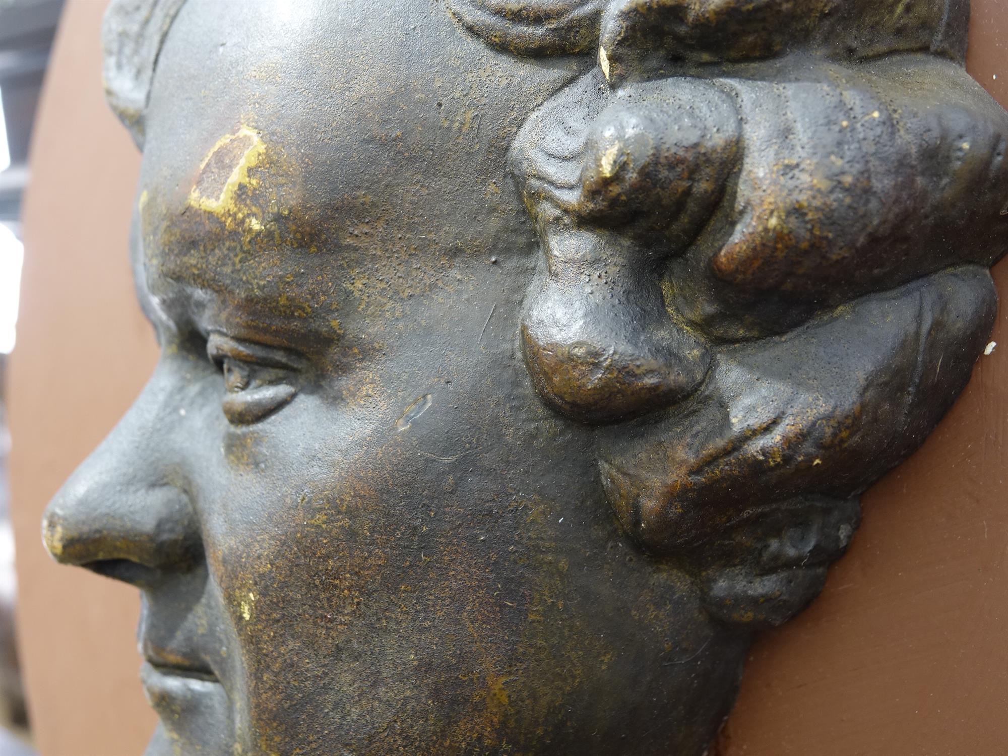 ***Please note: this is ceramic with a 'bronzed' finish rather than bronze*** A BRONZED DEATH MASK - Image 8 of 12