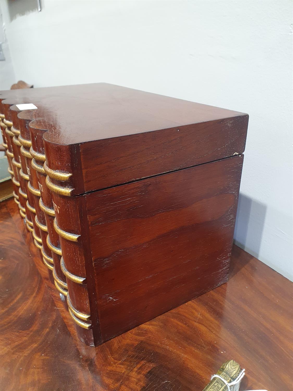 AN UNUSUAL PAIR OF NOVELTY LIBRARY STORAGE BOXES, EARLY 19TH CENTURY in mahogany and parcel gilt, - Image 5 of 15