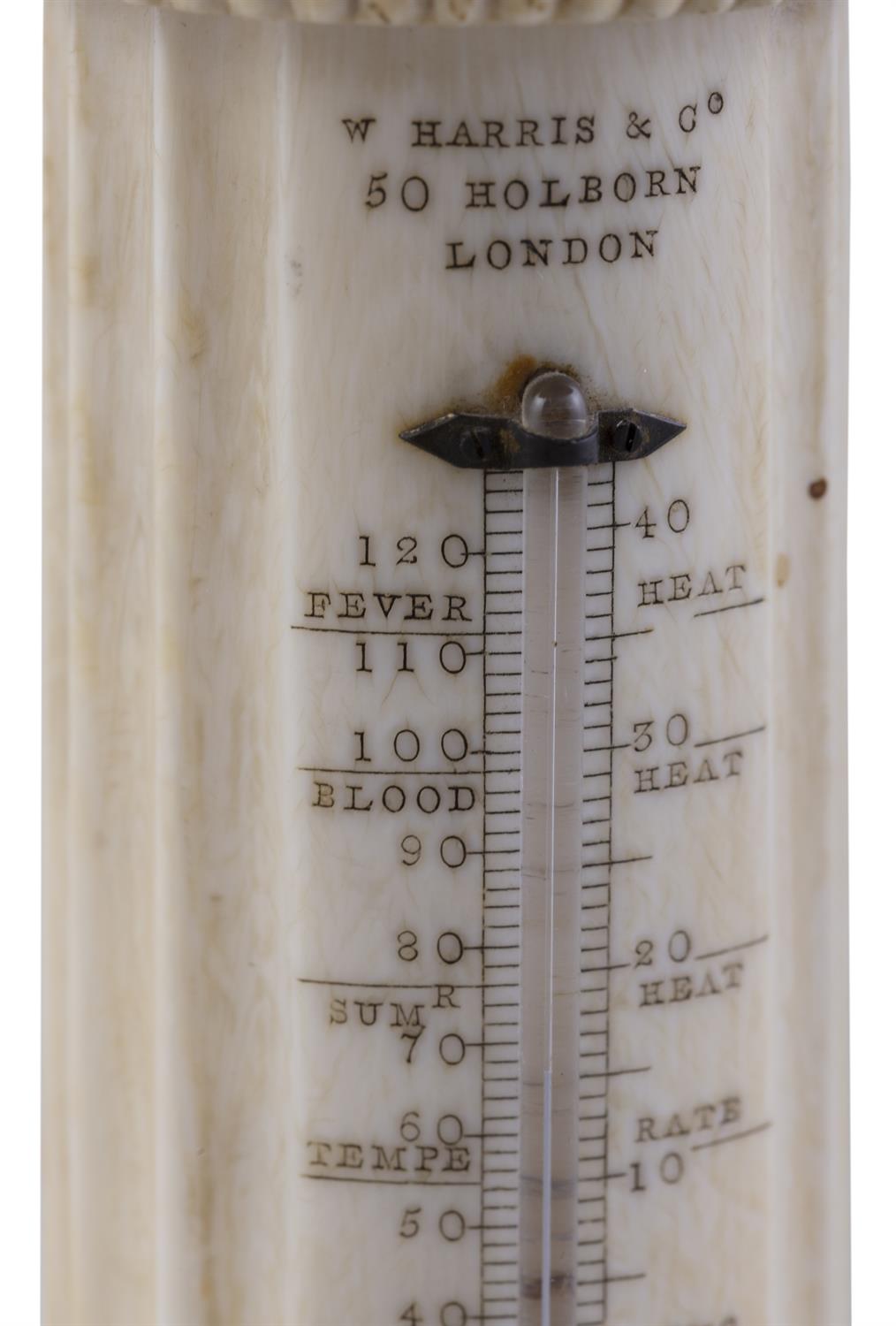 *AN IVORY PEDESTAL DESK THERMOMETER & COMPASS, BY HARRIS & CO, HOLBORN, LONDON in form of fluted - Image 4 of 11