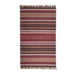 AN OLD KONYA KILIM, S.W. TURKEY, CA 1960, 250 x 150cm woven with horizontal stripes in red,