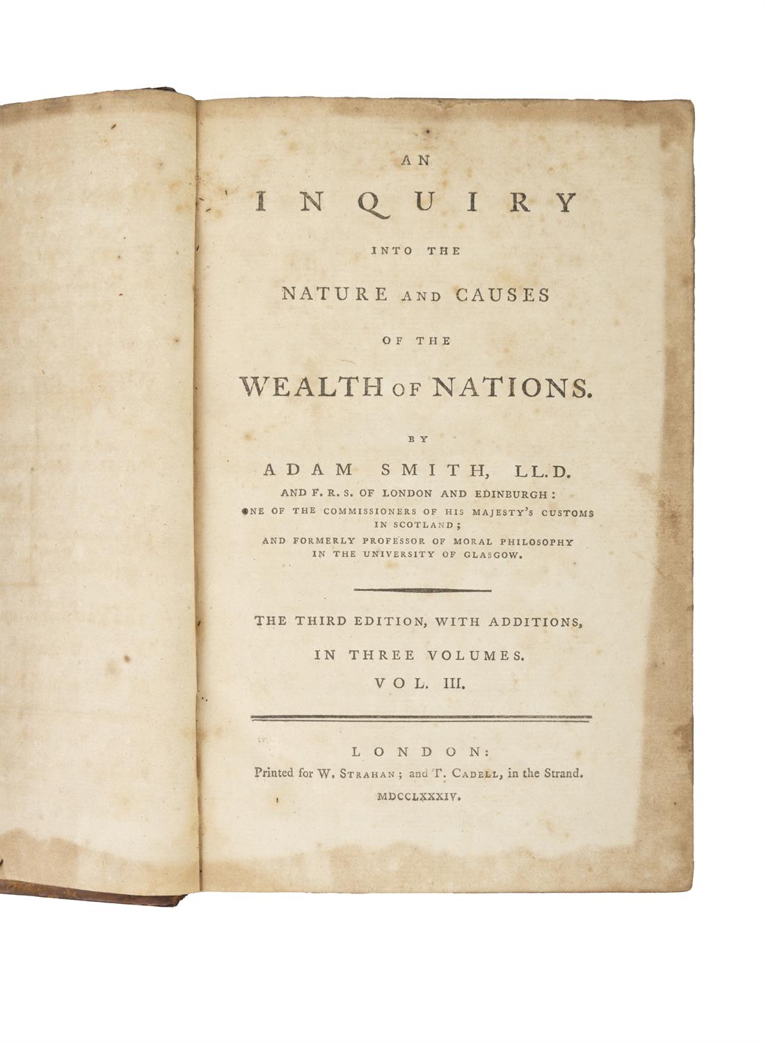 SMITH, Adam [1723-1790] An Inquiry into the Nature and Causes of the Wealth of Nations (3 vols. - Image 3 of 4
