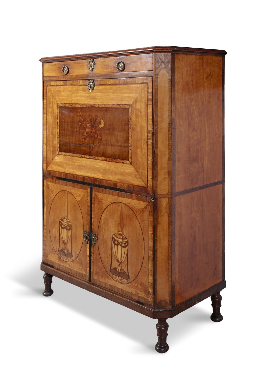 A DUTCH INLAID SATINWOOD SECRETAIRE À ABATTANT, 18TH CENTURY with fitted single frieze drawer, - Image 2 of 6