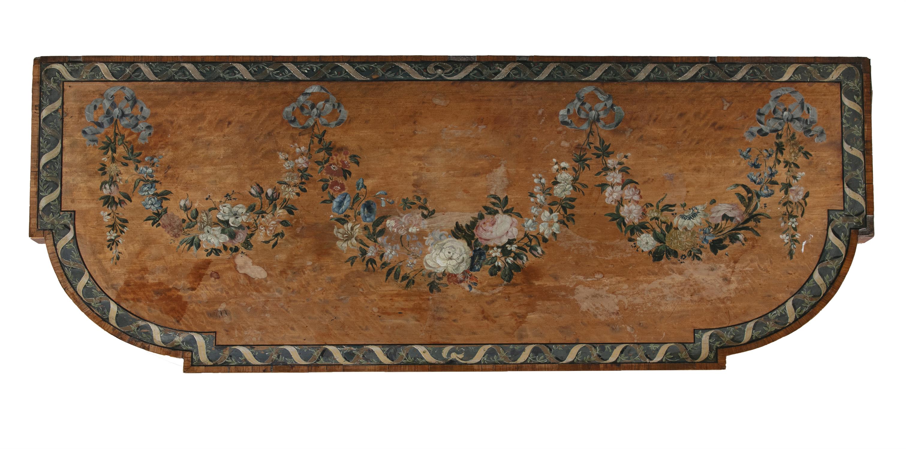 A GEORGE III POLYCHROME-PAINTED, SATINWOOD AND GILTWOOD BREAKFRONT SIDE TABLE, LATE 18TH CENTURY, - Image 4 of 4