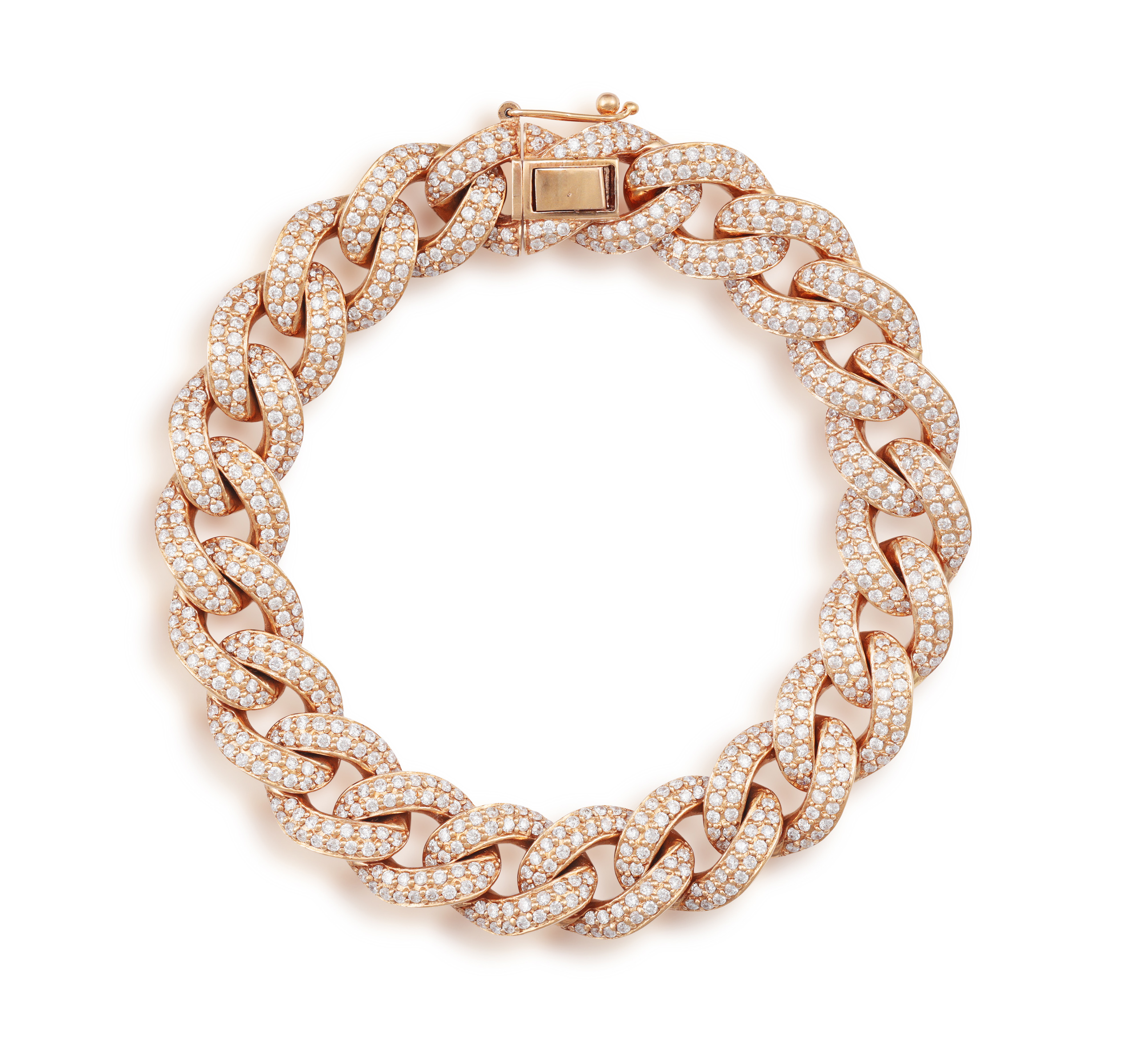 A DIAMOND GOURMETTE BRACELET The curb-link chain bracelet pavé-set with brilliant-cut diamonds