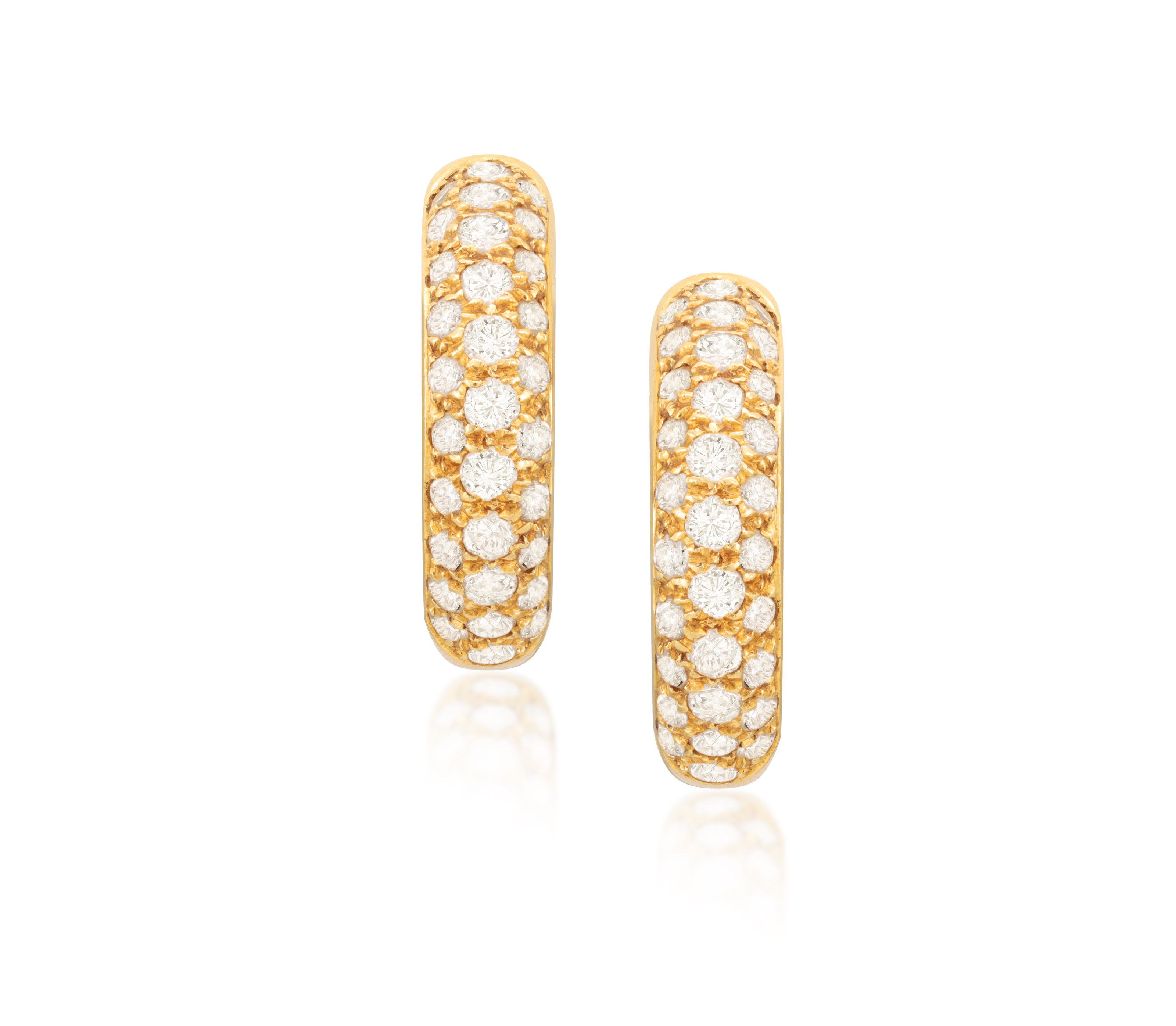 A PAIR OF DIAMOND HOOP EARRINGS Each frontispiece pavé-set with brilliant-cut diamonds, mounted in - Image 2 of 3