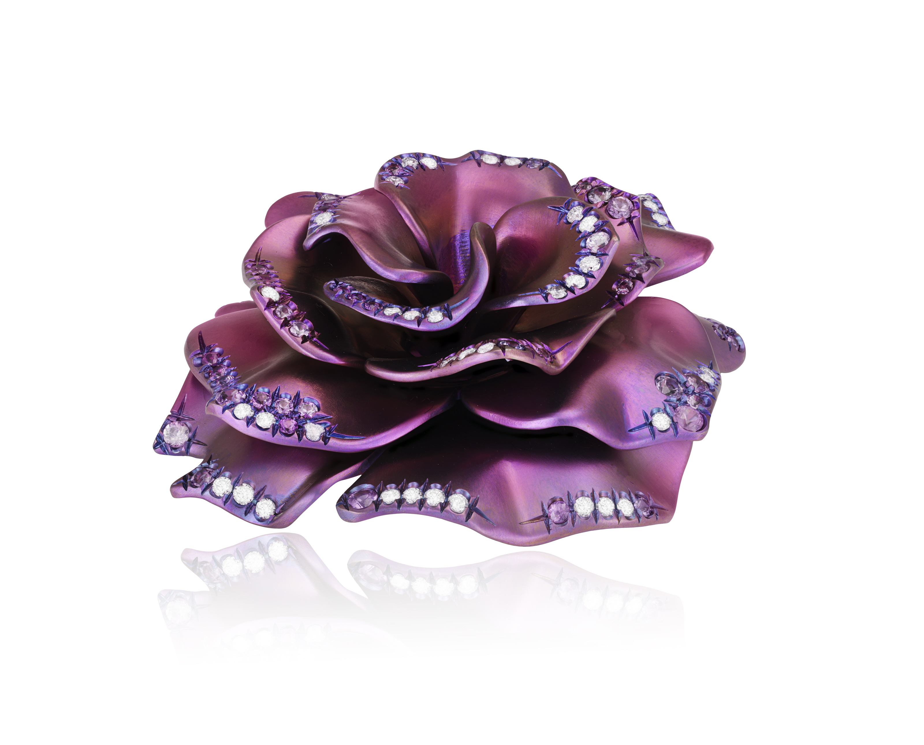 A HANDMADE GEM-SET AND TITANIUM 'OUR LADY OF GUADALUPE' ROSE PENDANT/BROOCH, BY MARGHERITA - Image 3 of 9