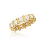 A DIAMOND ETERNITY RING Composed of a continuous row of brilliant-cut diamonds, each interspersed by