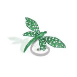 A DIAMOND AND EMERALD BROOCH/RING Designed as a green dragonfly, pavé-set with brilliant-cut