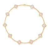 A MOTHER-OF-PEARL 'VINTAGE ALHAMBRA' NECKLACE, BY VAN CLEEF & ARPELS Composed of 10 quatrefoil-