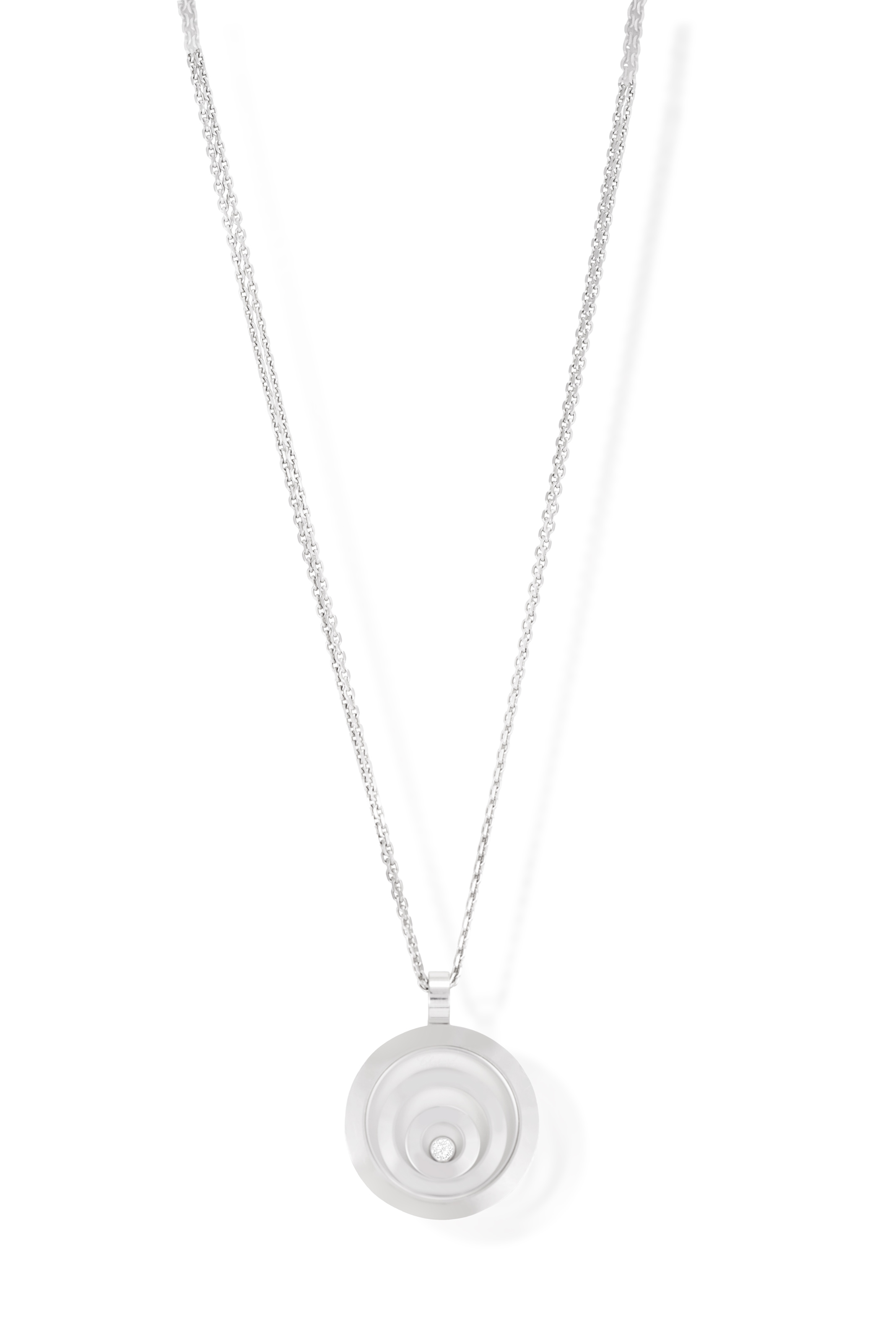 A DIAMOND 'HAPPY SPIRIT' PENDANT ON CHAIN, BY CHOPARD The circular glazed pendant enclosing two - Image 2 of 3