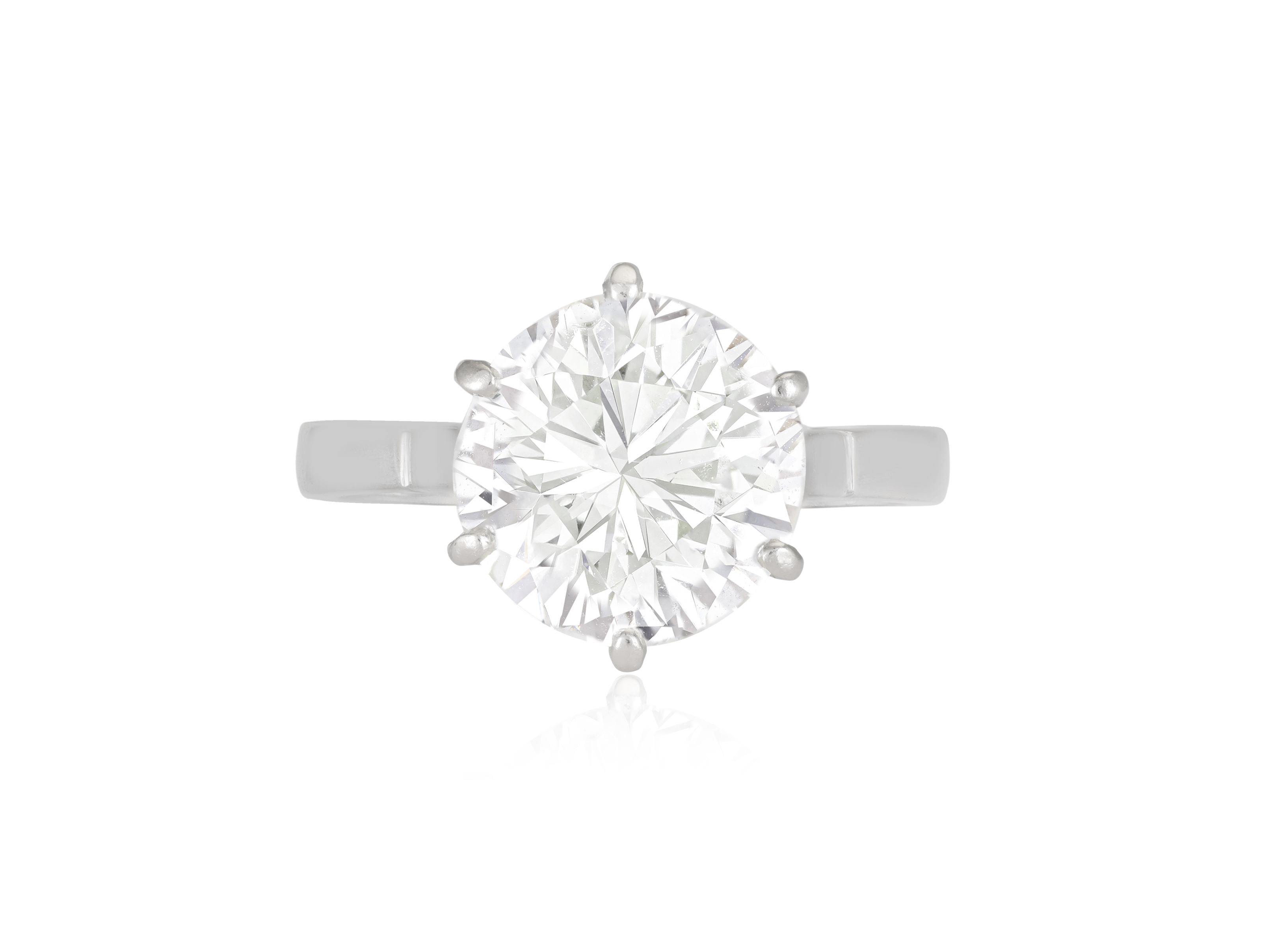 A DIAMOND SINGLE-STONE RING The European-cut diamond weighing approximately 3.10cts, within a six- - Image 2 of 4