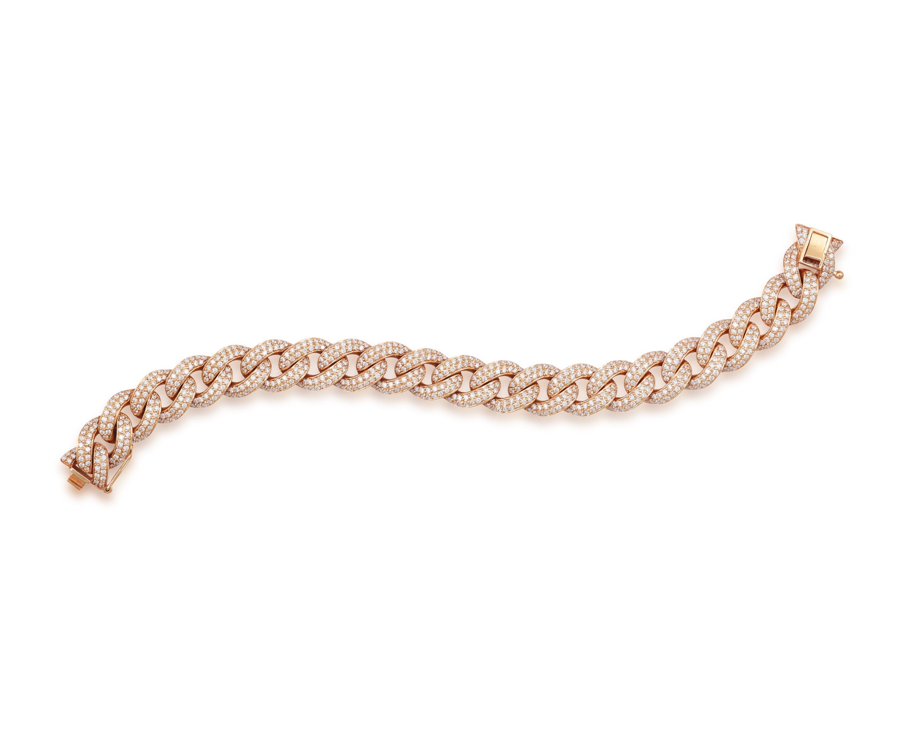 A DIAMOND GOURMETTE BRACELET The curb-link chain bracelet pavé-set with brilliant-cut diamonds - Image 2 of 7