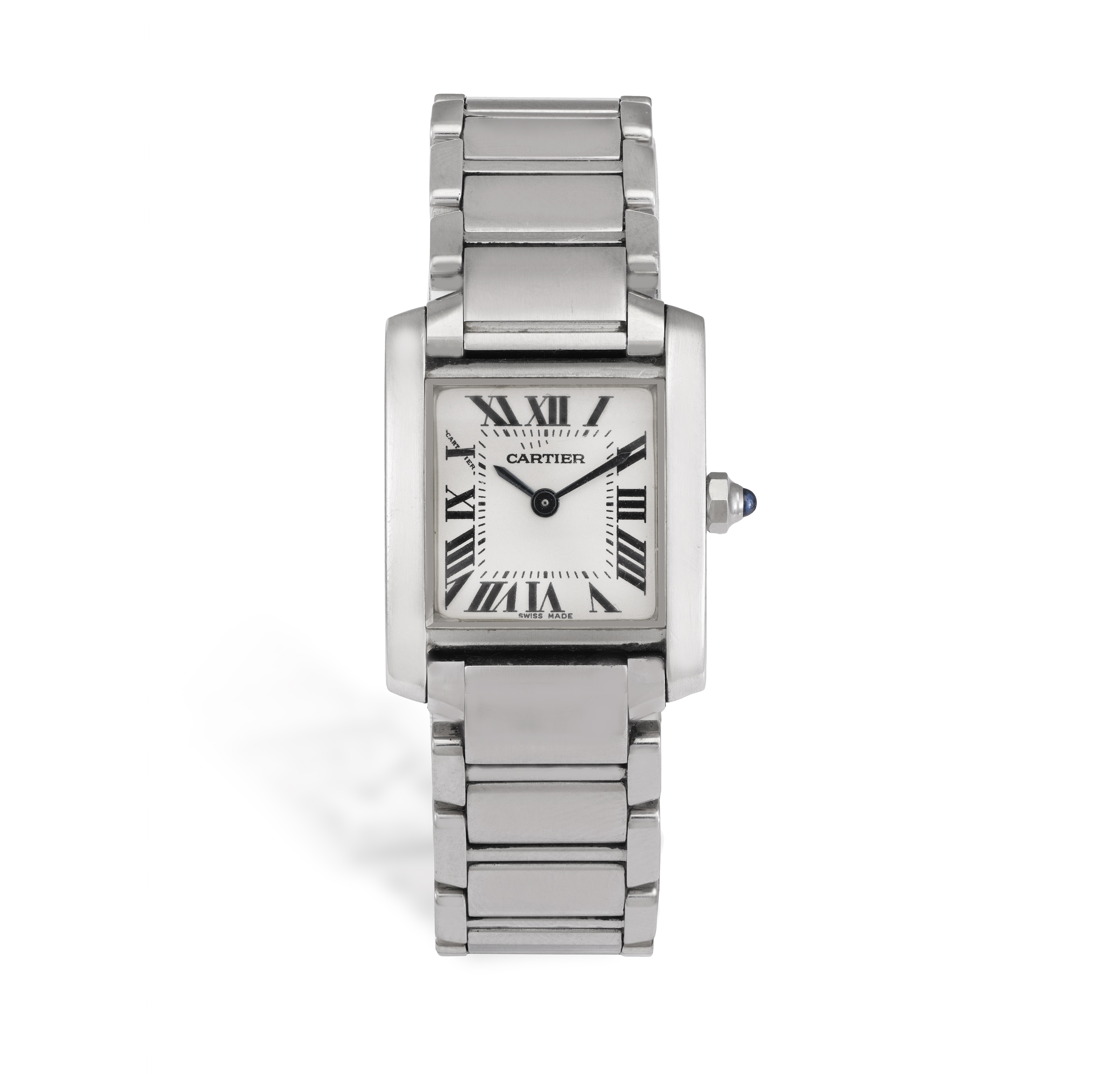 A LADY'S STAINLESS STEEL 'TANK FRANCAISE' QUARTZ BRACELET WATCH, BY CARTIER 4-jewel Cal. 057 - Image 2 of 7