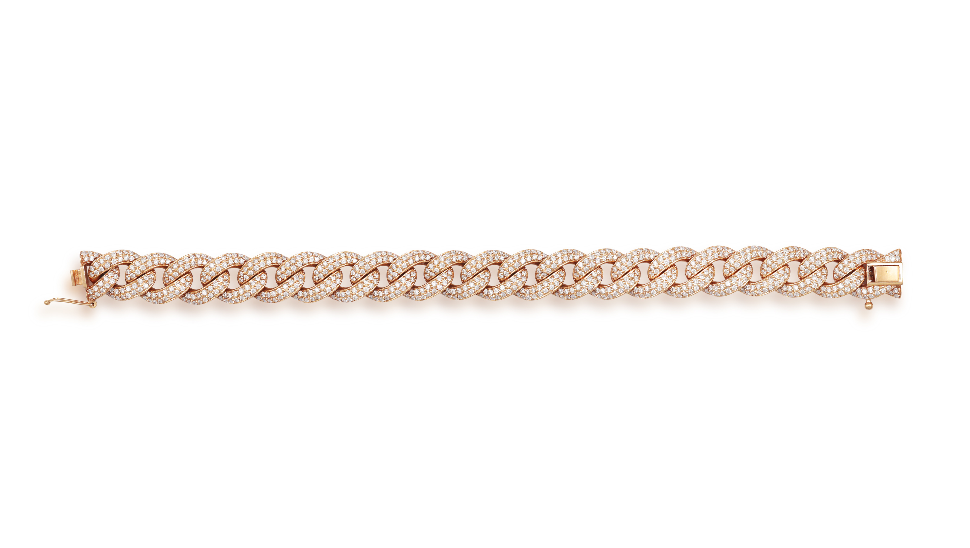 A DIAMOND GOURMETTE BRACELET The curb-link chain bracelet pavé-set with brilliant-cut diamonds - Image 3 of 7