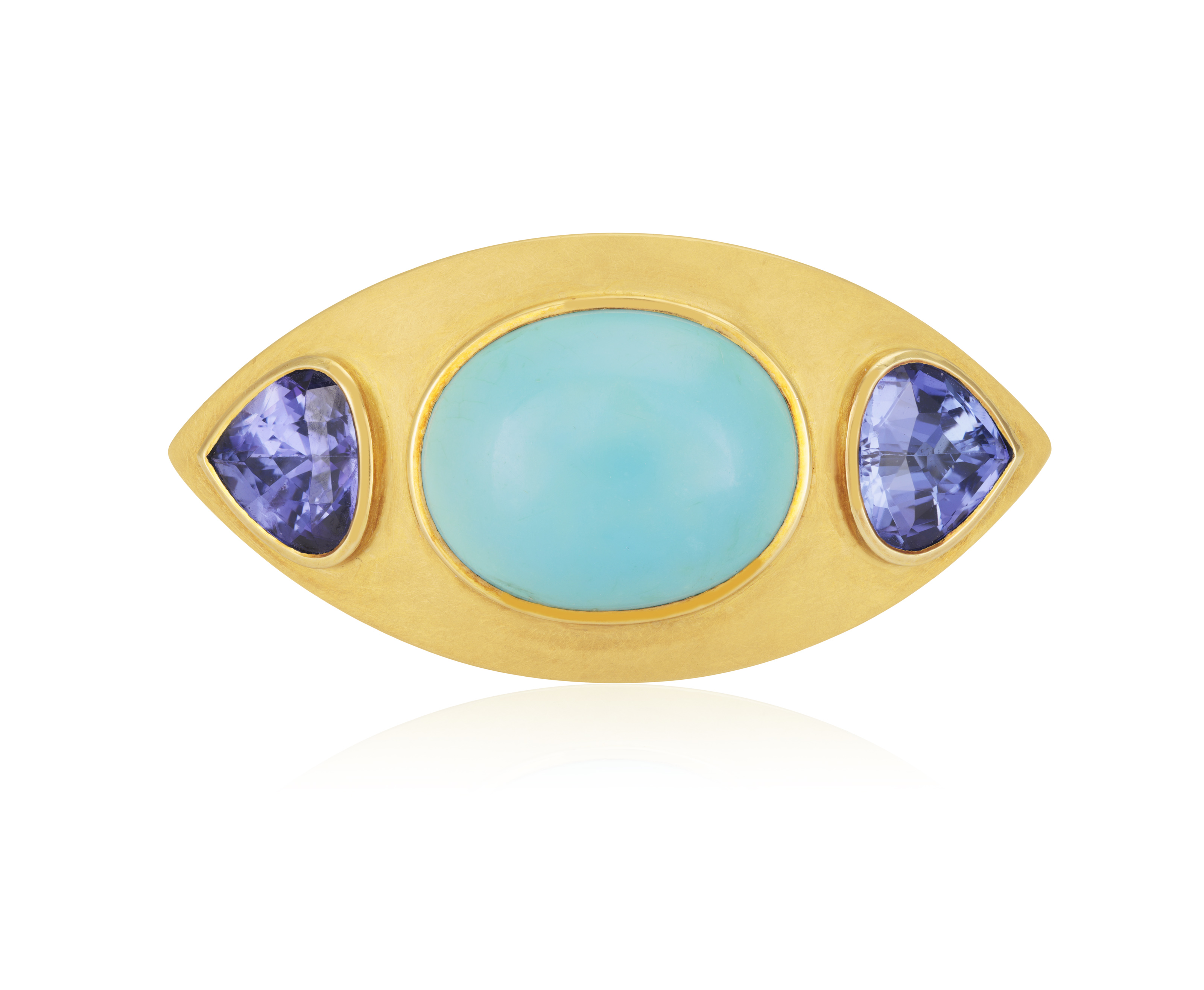 A TURQUOISE AND TANZANITE COCKTAIL RING, BY GEORG SPRENG, 2001 The oval-shaped 13.46ct turquoise - Image 3 of 5