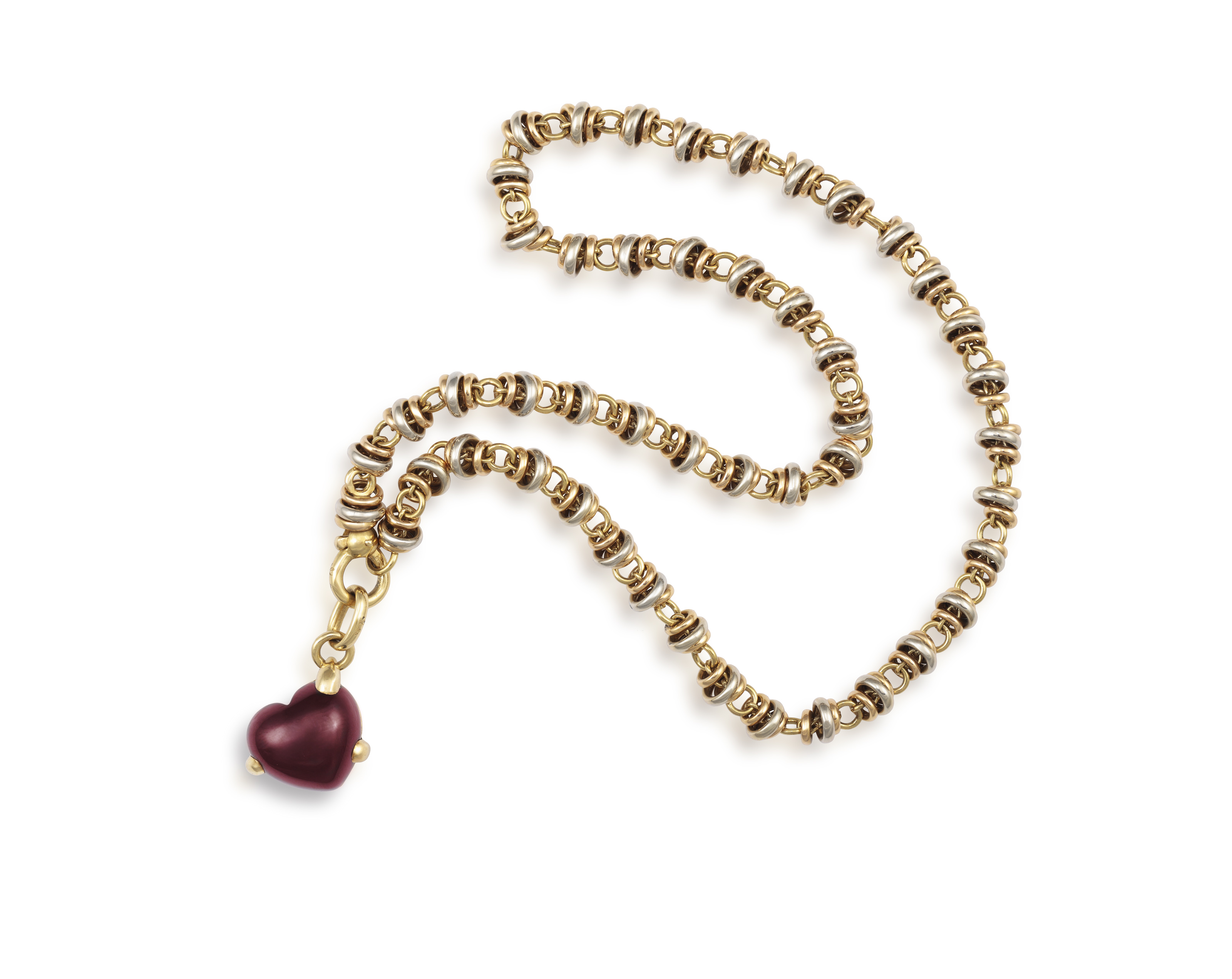 A GOLD NECKLACE WITH GARNET PENDANT, BY POMELLATO The detachable pendant set with a heart-shaped - Image 2 of 4