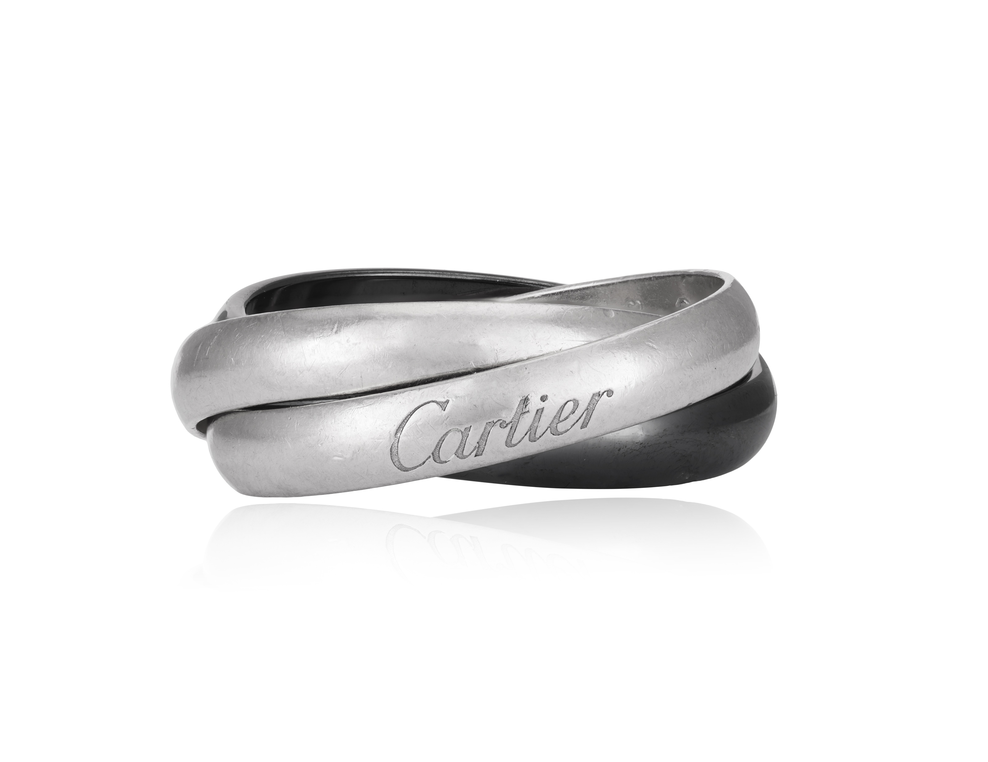 A TRINITY RING, BY CARTIER, CIRCA 2015 Designed as three interlocking bands, two polished white gold - Image 2 of 4