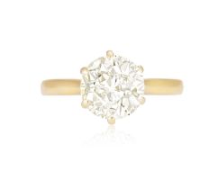 A DIAMOND SINGLE-STONE RING The old brilliant-cut diamond weighing approximately 1.50ct, within a