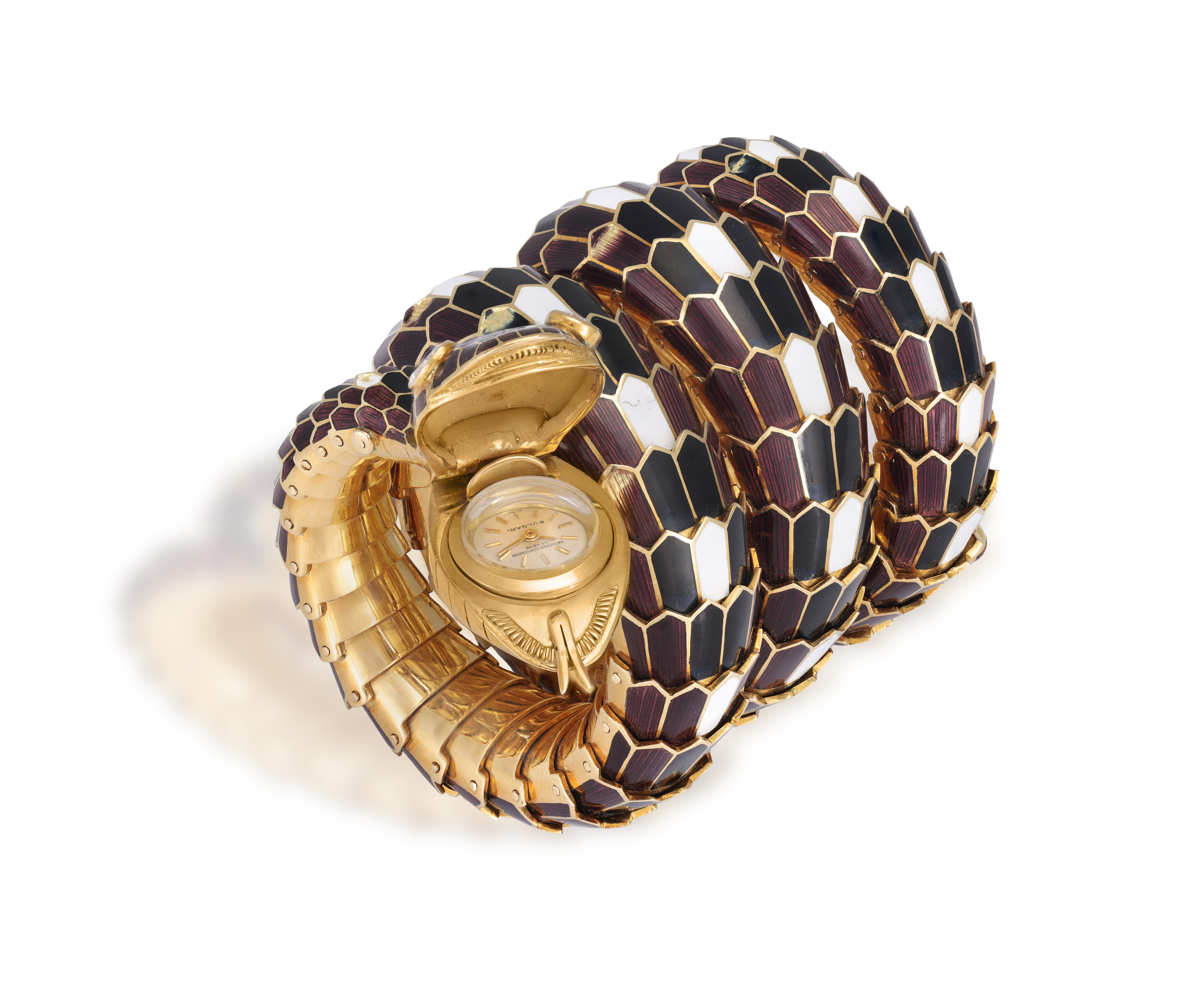 A RARE AND COLLECTIBLE 'SERPENTI' BRACELET WATCH, BY BULGARI, CIRCA 1960 Designed as a snake, the - Image 5 of 14
