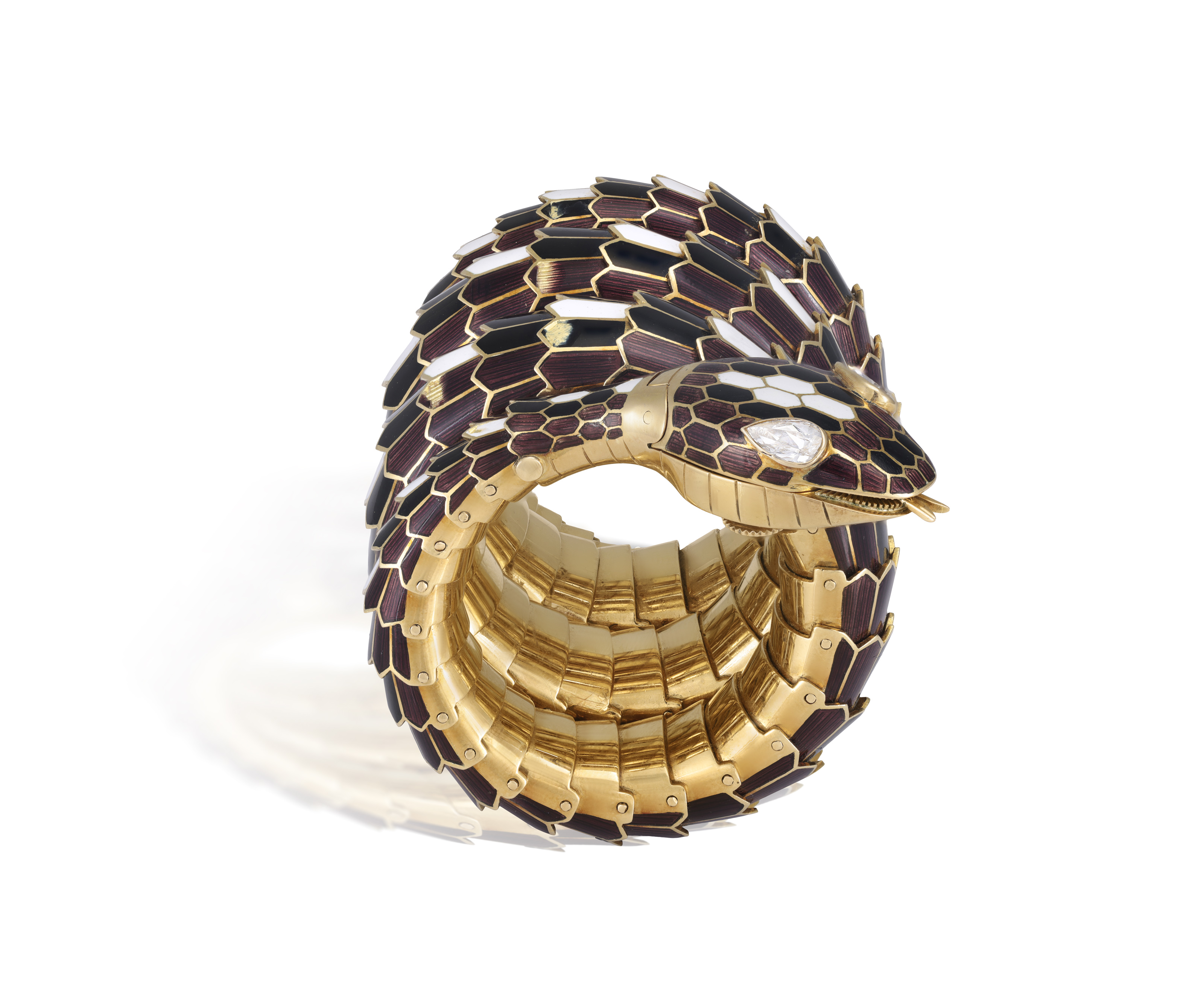 A RARE AND COLLECTIBLE 'SERPENTI' BRACELET WATCH, BY BULGARI, CIRCA 1960 Designed as a snake, the - Image 2 of 14